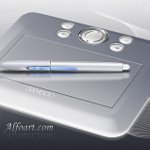 Bamboo Fun tablet. Photorealistic device drawing from scratch